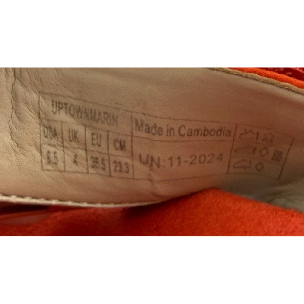 Vionic Uptown Marin Red Suede Platform Thong Sandals Women 6.5 Orthotic Buckle